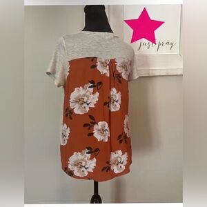 Papermoon Gray and Orange Floral Top